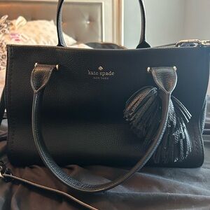 Kate Spade Black Satchel with Tassel Accents